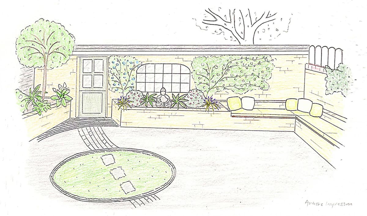 3D courtyard garden design concept